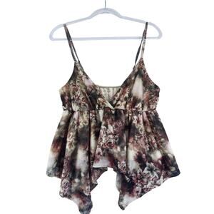 Handkerchief Hem Cami Top Sweet Lilac Floral Fairycore Earthcore Size L